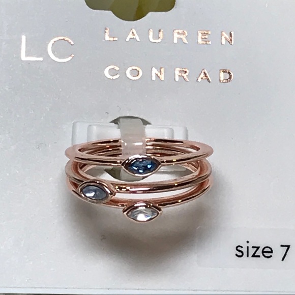 Lauren Conrad 3-ring Set with Stones Sz 7 - Picture 2 of 4